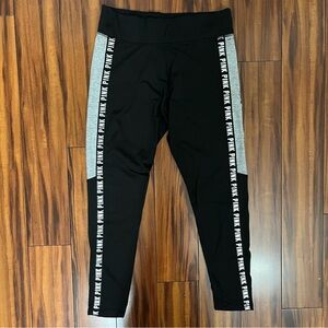 VS Pink cozy leggings black silver logo sz L